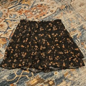 Floral Black Skort